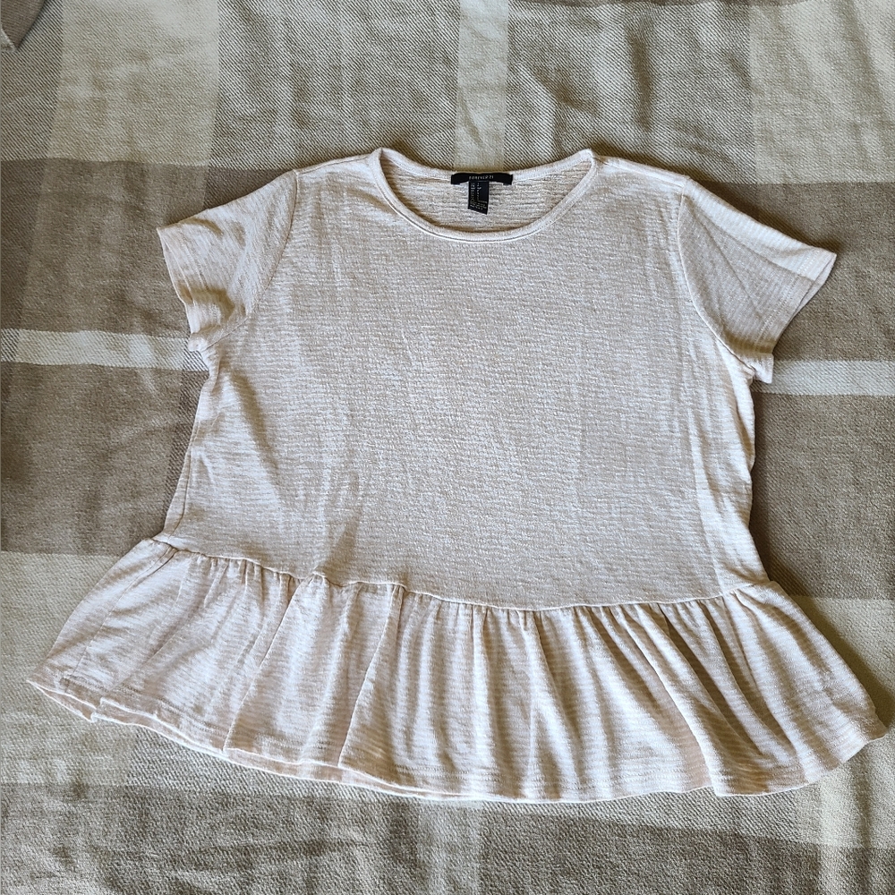 Women's Cream Ruffle Hem Top